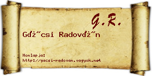 Gácsi Radován névjegykártya